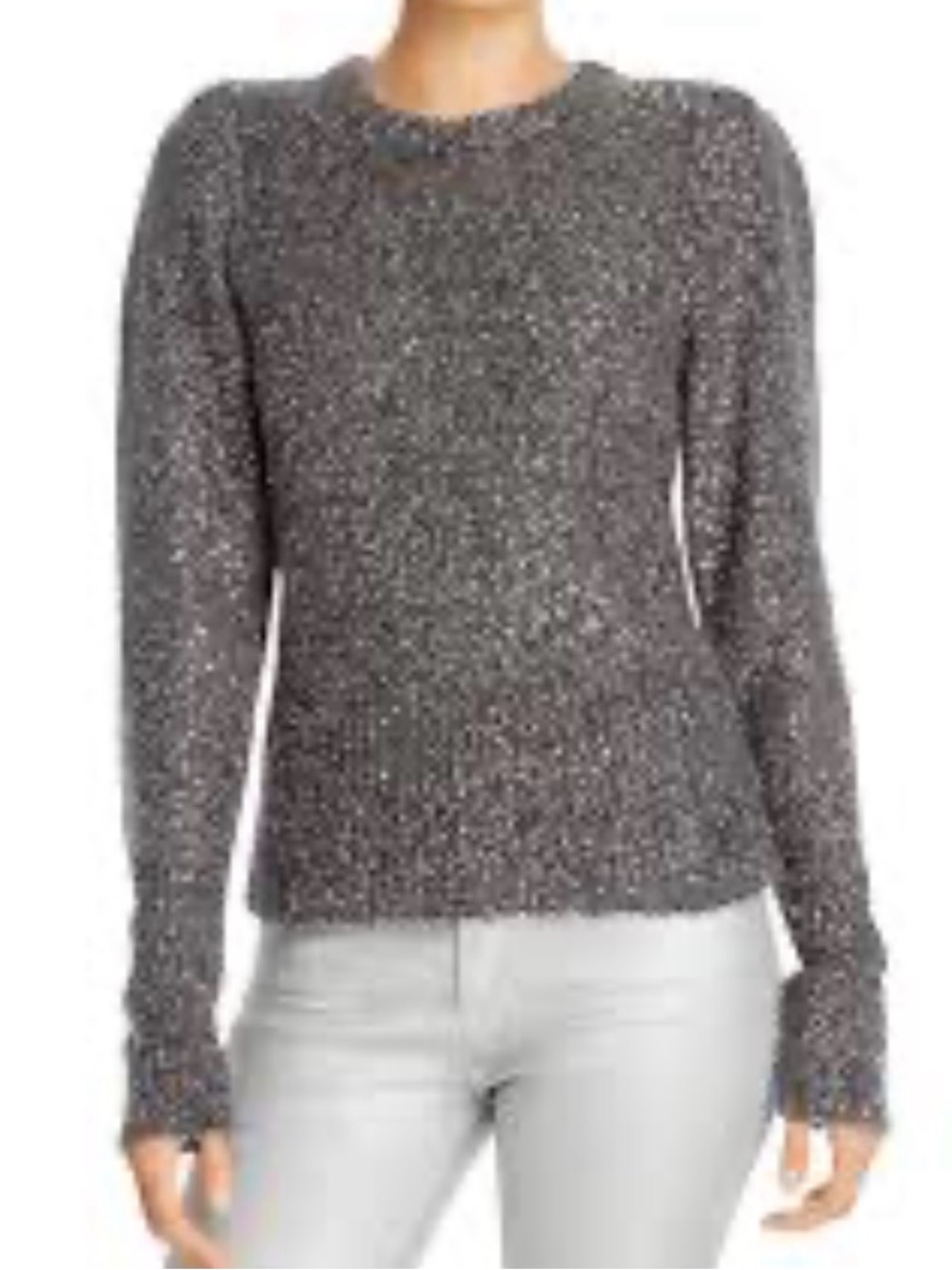 Frame Denim Metallic Silver Crewneck Sweater